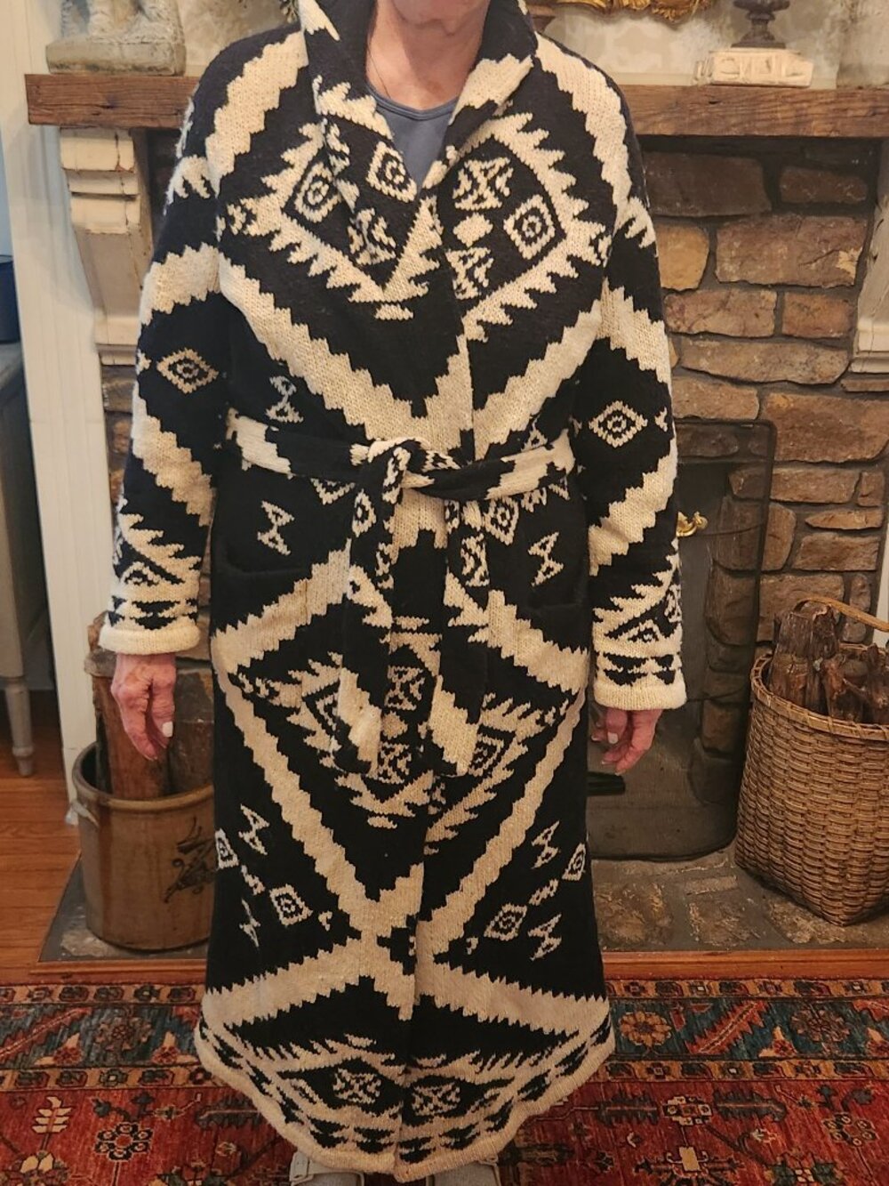 Ralph Lauren Vintage Hand-knit Southwestern-style Wool Cardigan - Picture 6 of 11